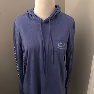 vineyard vines long sleeve whale blue hoodie tee